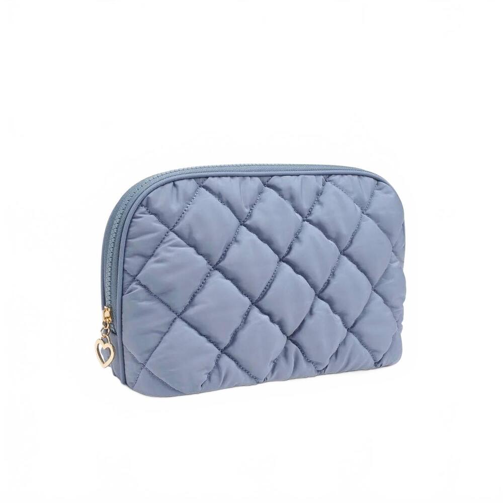 NEW URBAN EXPRESSIONS women's cloud kiss quilted puffer nylon cosmetic dome pouc